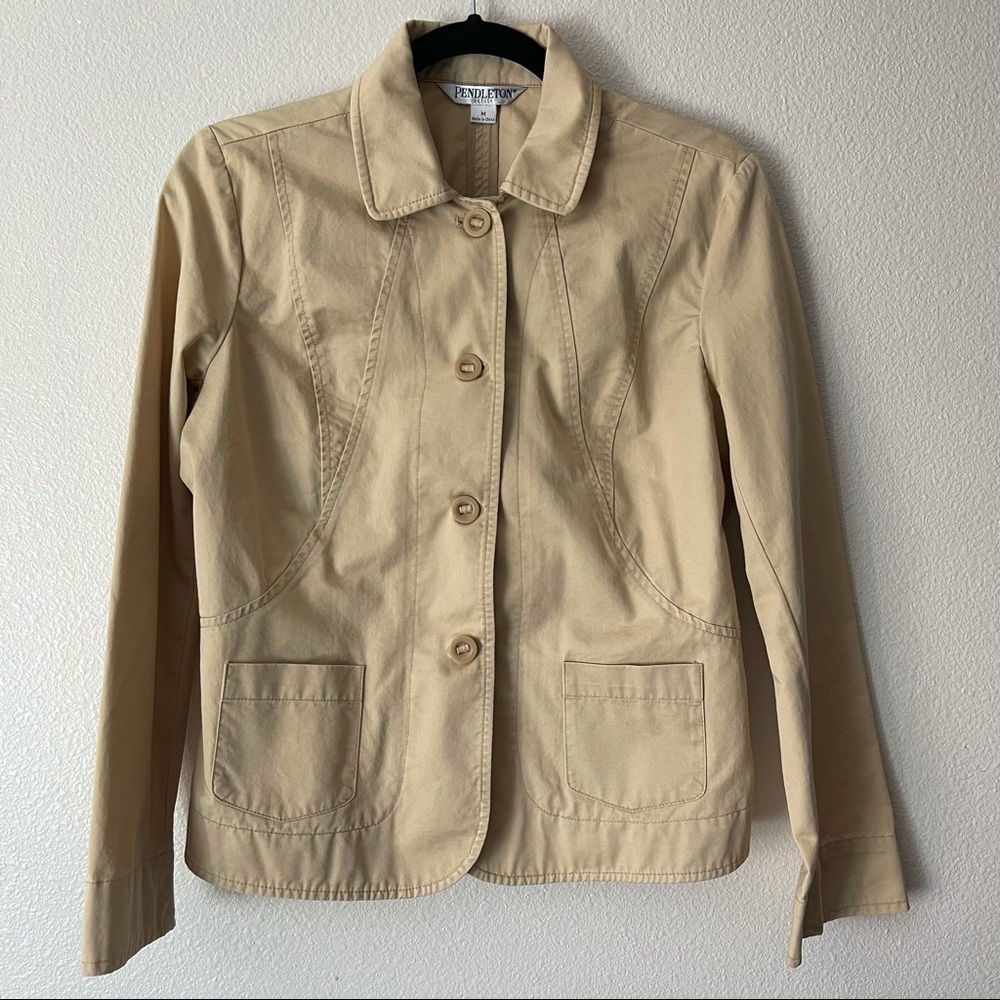 Pendleton Petite Beige Jacket 100% Cotton - image 2
